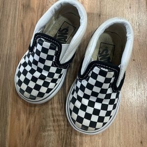 Vans Slip-On Checkerboard Skate Shoe - Baby / Toddler - Black / White